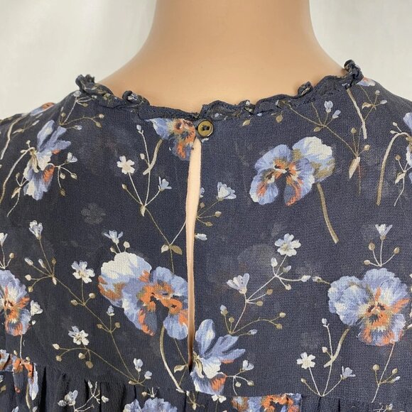 NEW ULLA JOHNSON Women's Abri Tiered Silk Mini Dress Navy Floral Size 2 - Picture 4 of 15